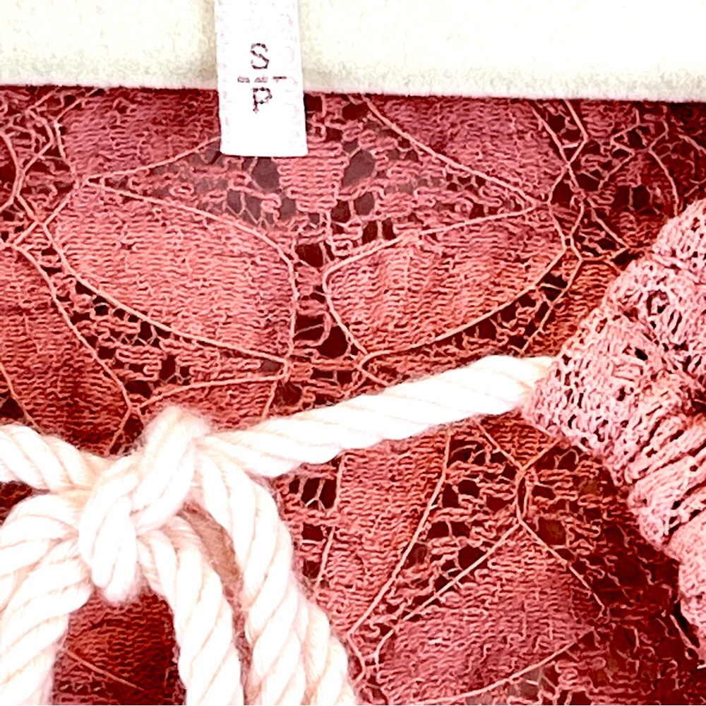 NWOT Free People Lilah Top in Crush Blush Lacey Lace-up Details Sz S - Picture 12 of 15